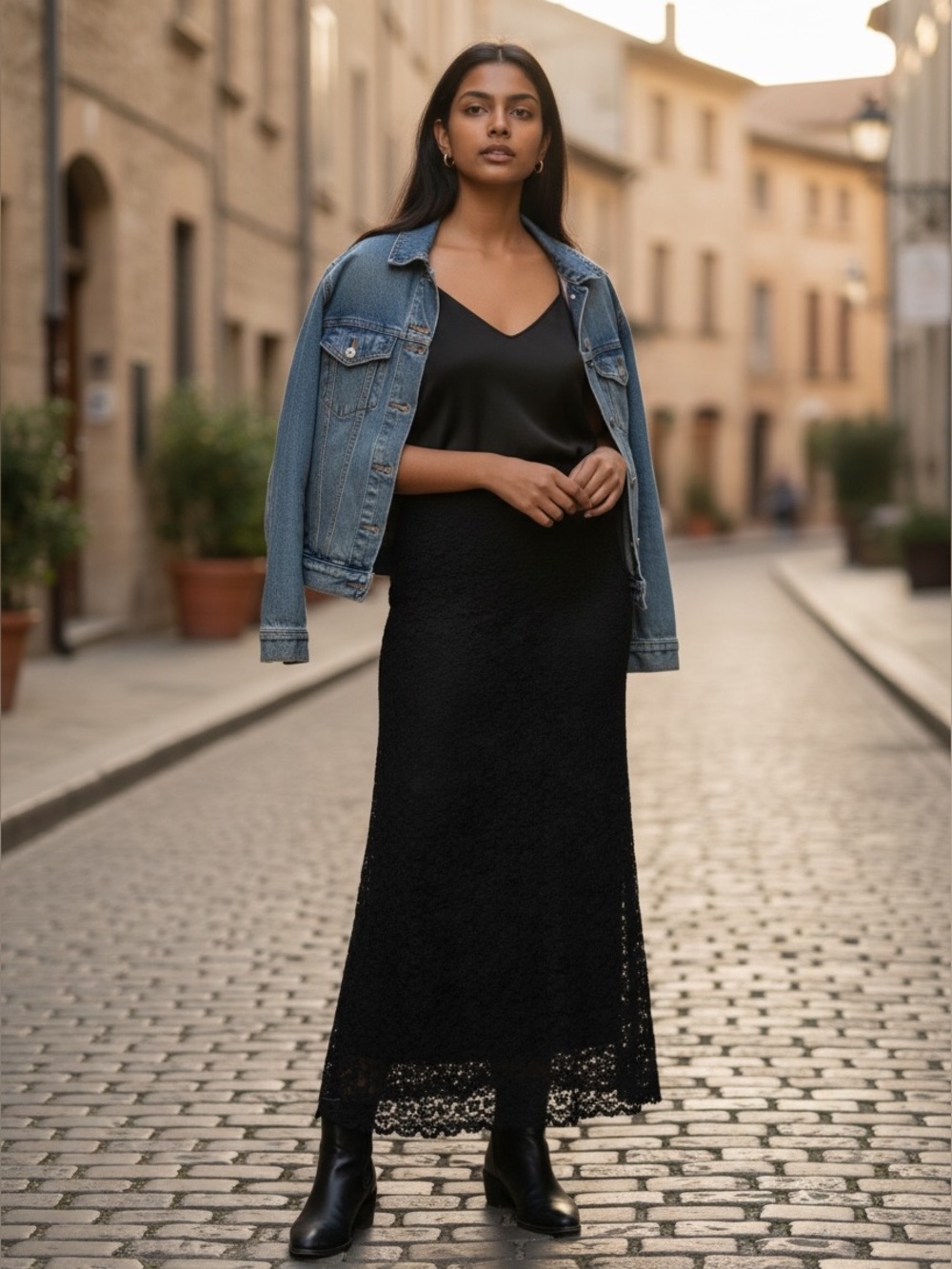 Black Textured Maxi Skirt - Classic Women's Skirt